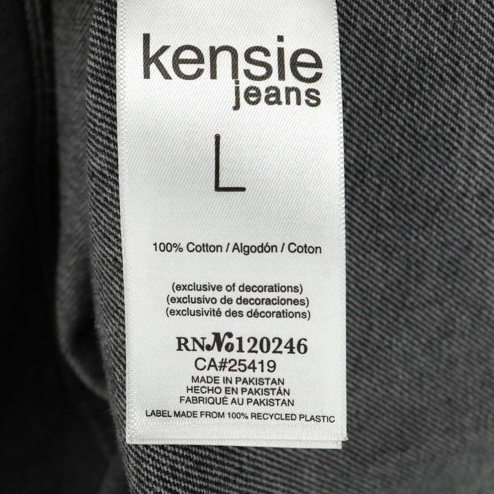 Kensie Jeans Jacket Womens Large Gray Cotton Denim Luxe Raw Hems Vintage - Picture 8 of 16